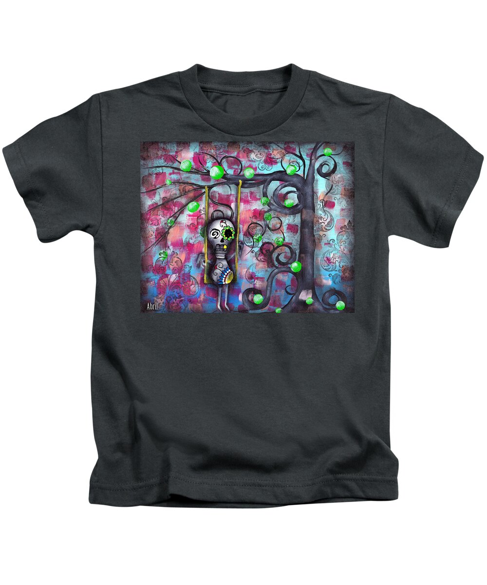 Day Of The Dead Kids T-Shirt featuring the painting Felipe by Abril Andrade