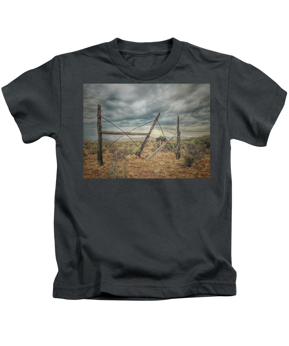 Fence Kids T-Shirt featuring the photograph Fence Post Blues by Mark Ross