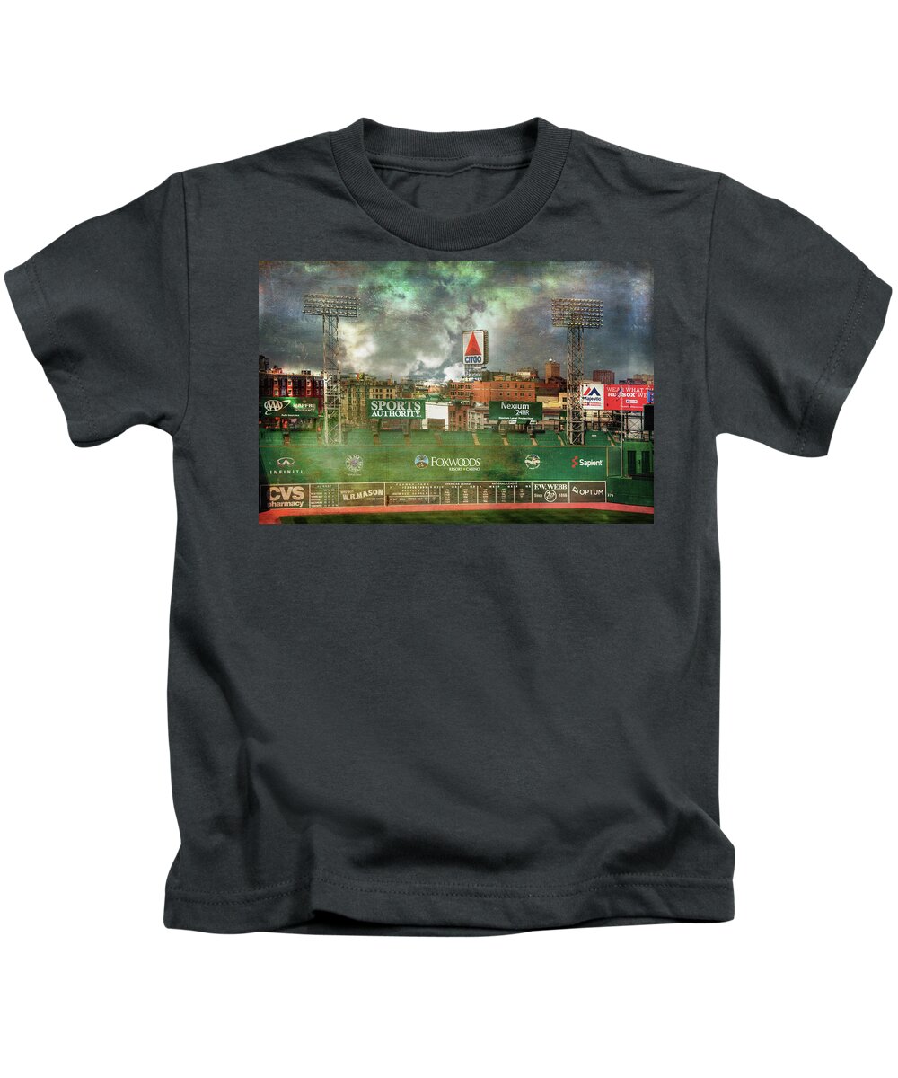 Fenway Park Kids T-Shirt featuring the photograph Fenway Park Green Monster and CITGO Sign by Joann Vitali
