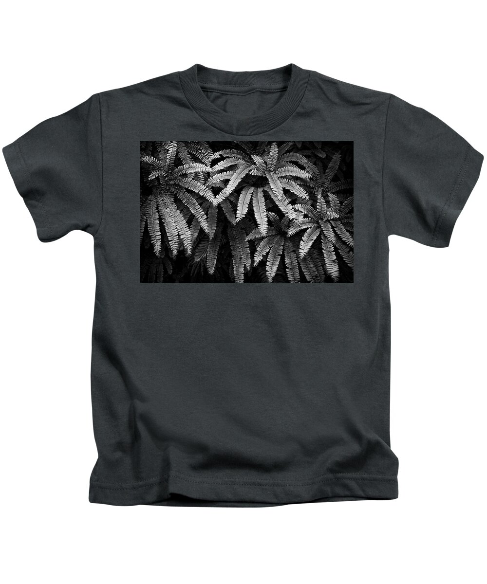 Black And White Kids T-Shirt featuring the photograph Fern and Shadow by Steven Clark