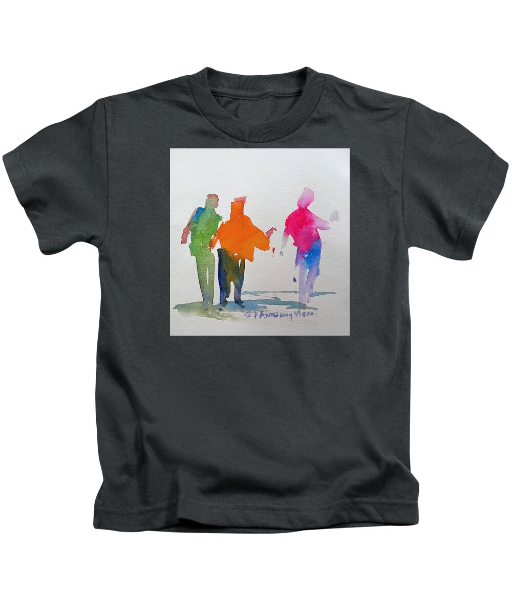 Gestures Kids T-Shirt featuring the painting Figures in Motion by P Anthony Visco