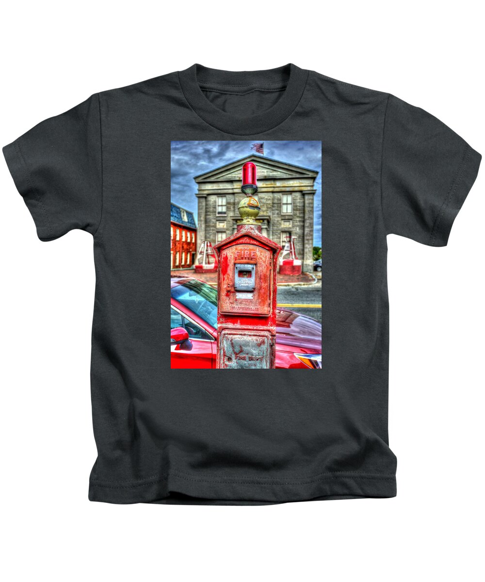 Hdr Kids T-Shirt featuring the photograph Fire Alarm Box 375 in Painterly by Matt Swinden