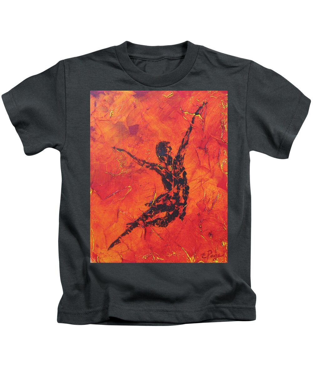 Dance Kids T-Shirt featuring the painting Fire Dancer by Emily Page