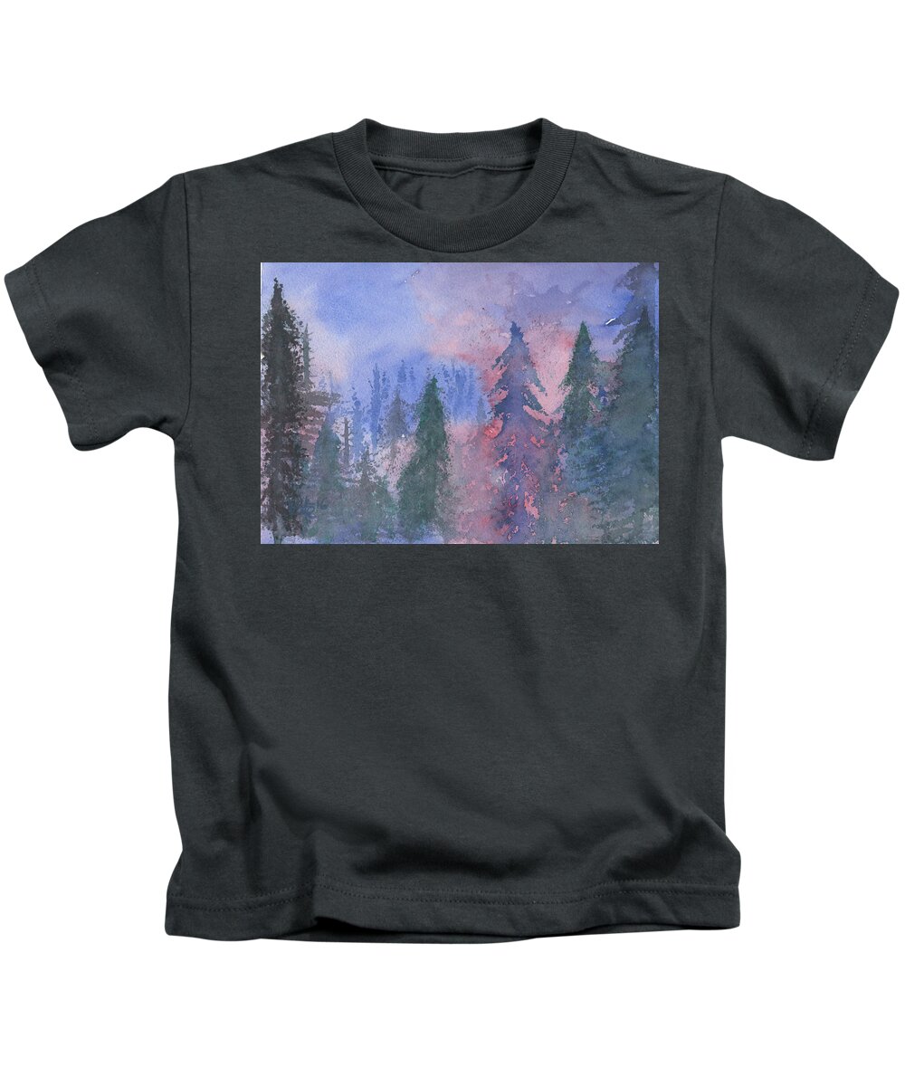 Forest Kids T-Shirt featuring the painting Fire on the Mountain by Victor Vosen