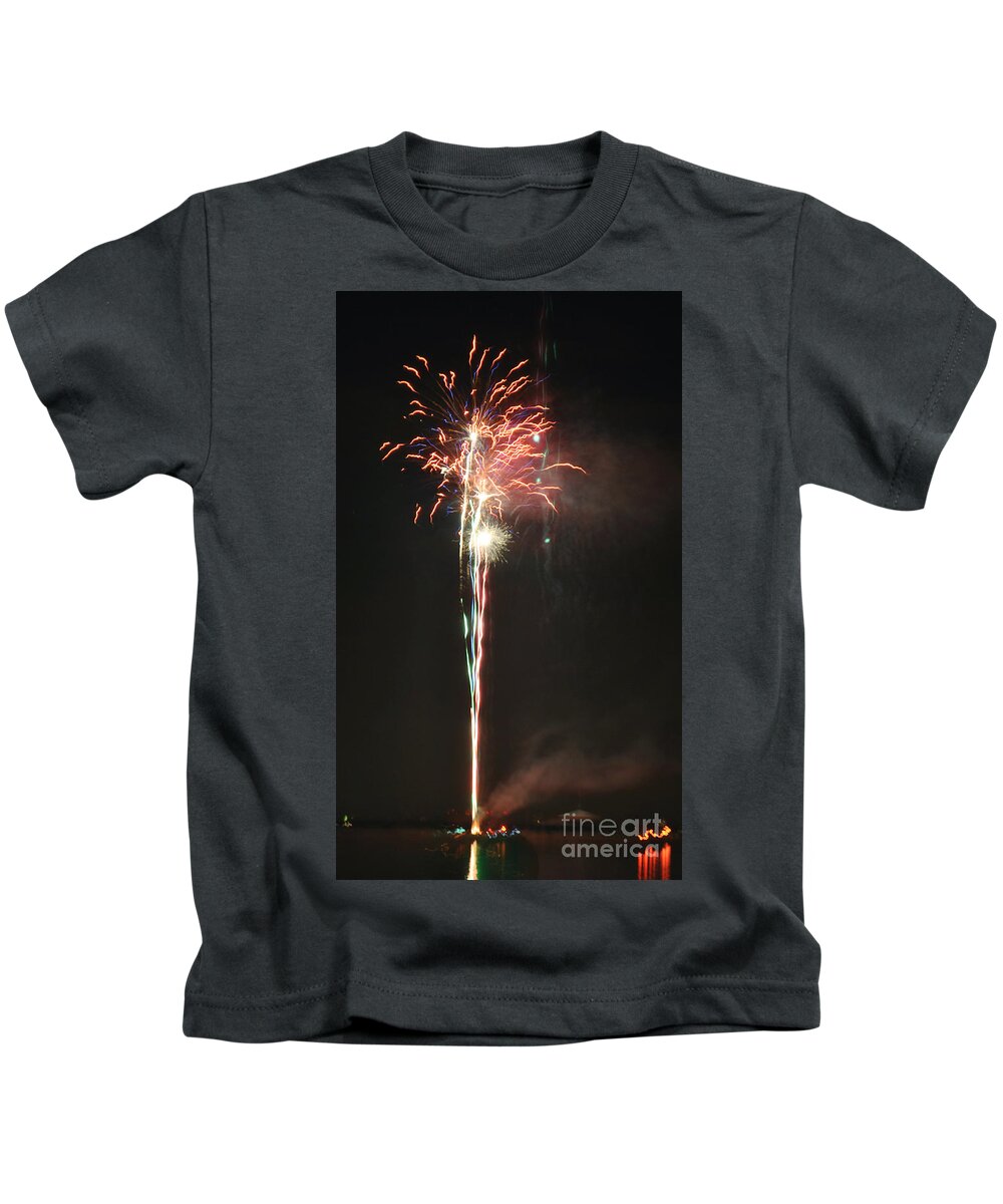 Independence Day Kids T-Shirt featuring the photograph Fireworks on the Lake by George D Gordon III