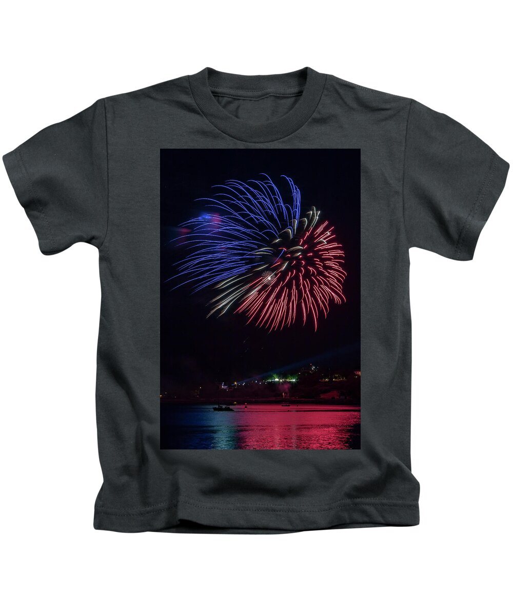 Maine Kids T-Shirt featuring the photograph Fireworks over Portland, Maine #1 by Colin Chase
