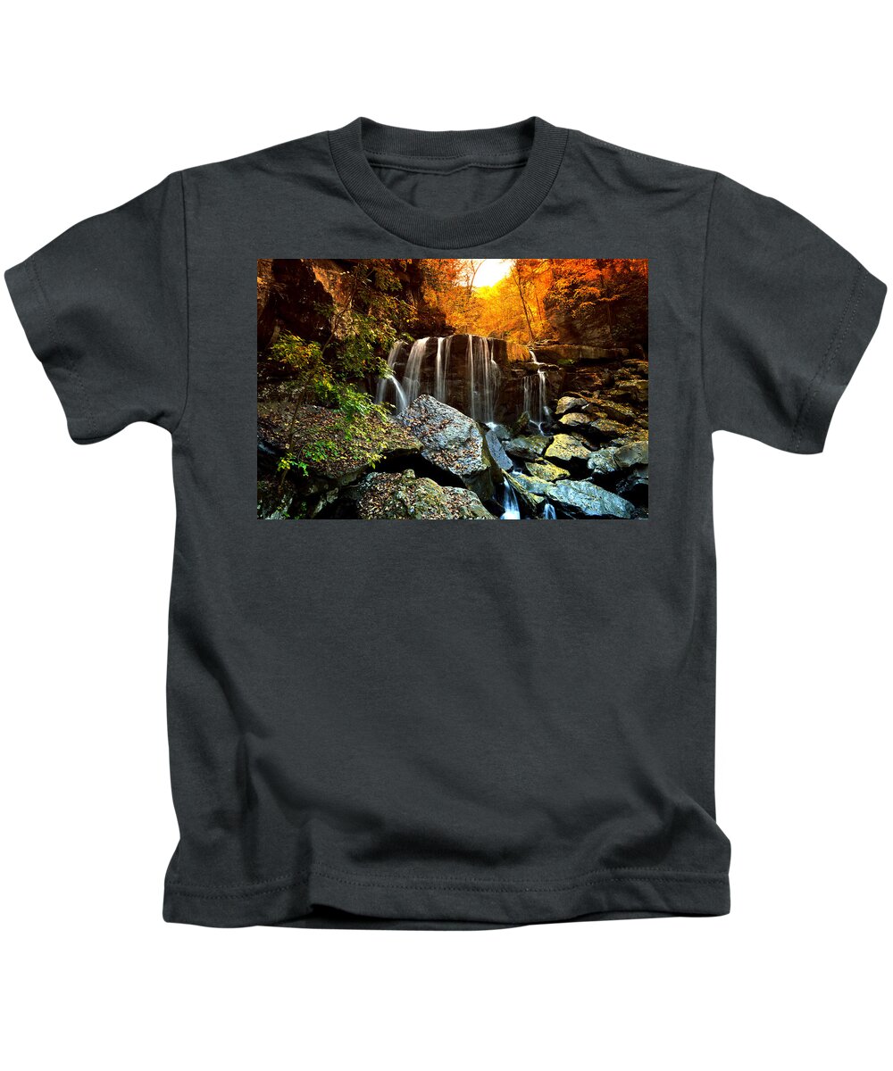 Waterfall Kids T-Shirt featuring the photograph First Light by Lisa Lambert-Shank