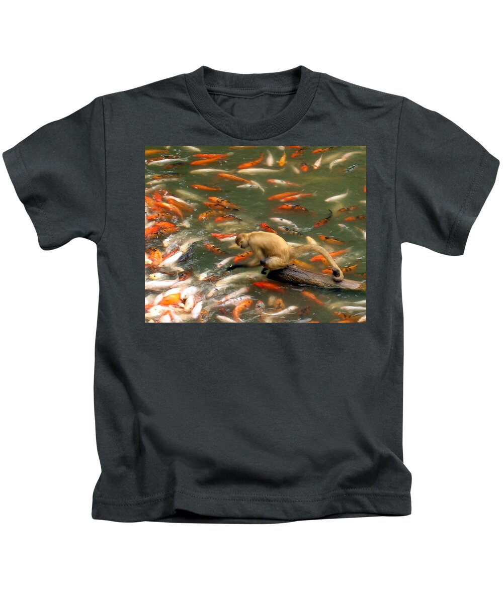 Fish Monkey Kids T-Shirt by George Jones - Pixels