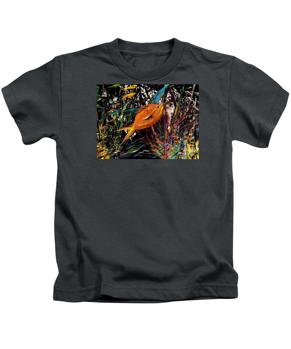 Fish Kids T-Shirt featuring the painting Fishing Time by James and Donna Daugherty