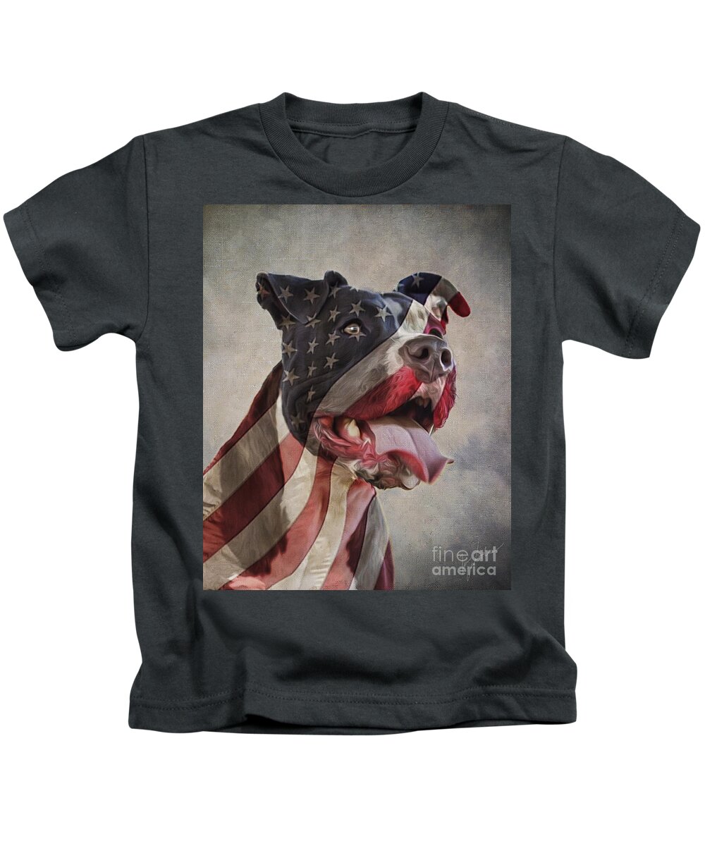 Flag Kids T-Shirt featuring the digital art Flag Dog by Tim Wemple