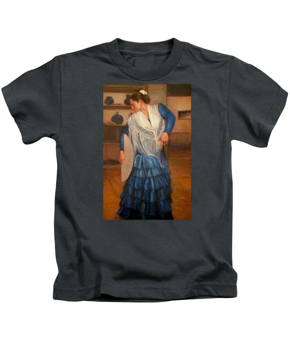 Realism Kids T-Shirt featuring the painting Flamenco 2 by Donelli DiMaria