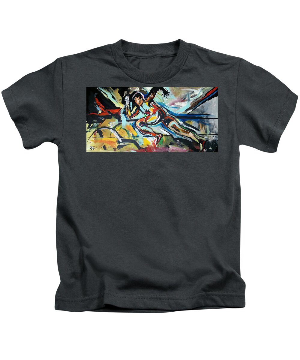 Running Kids T-Shirt featuring the painting Flat Run by John Gholson