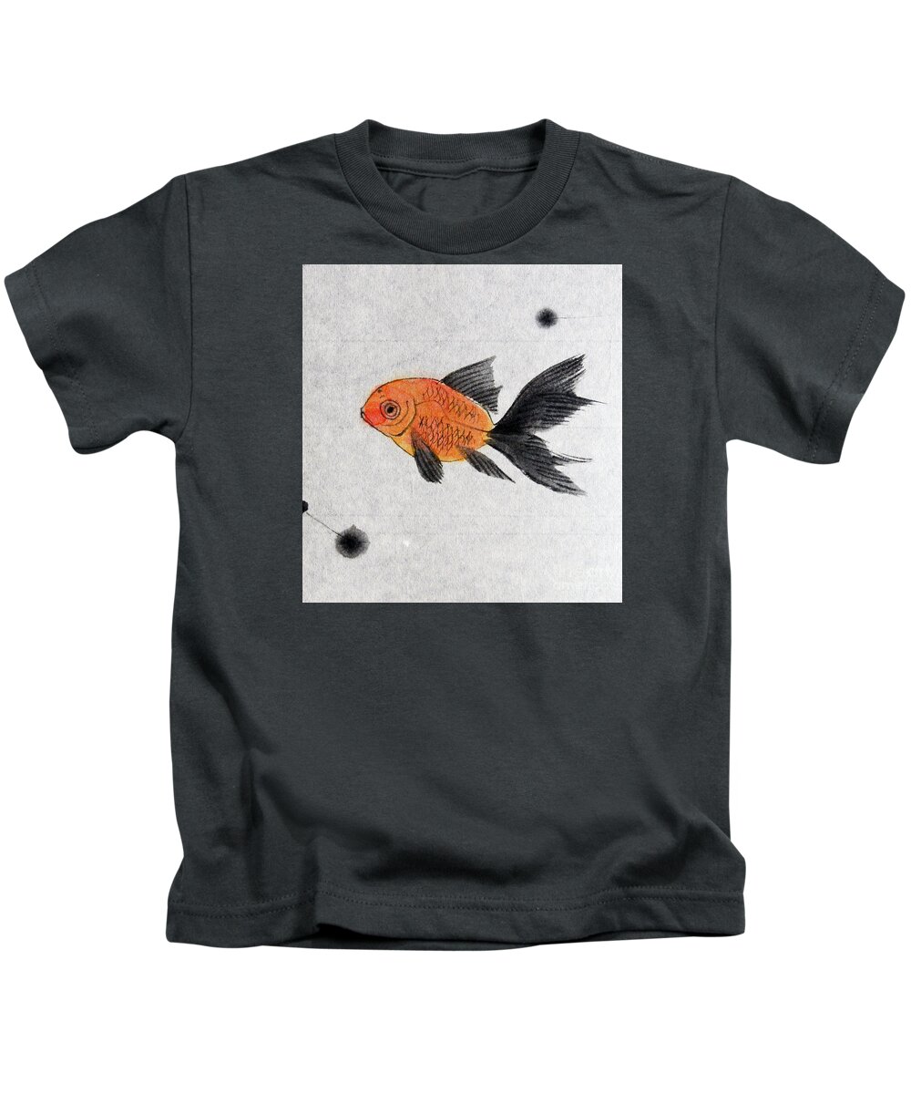 Fish Kids T-Shirt featuring the painting Floating by Fumiyo Yoshikawa