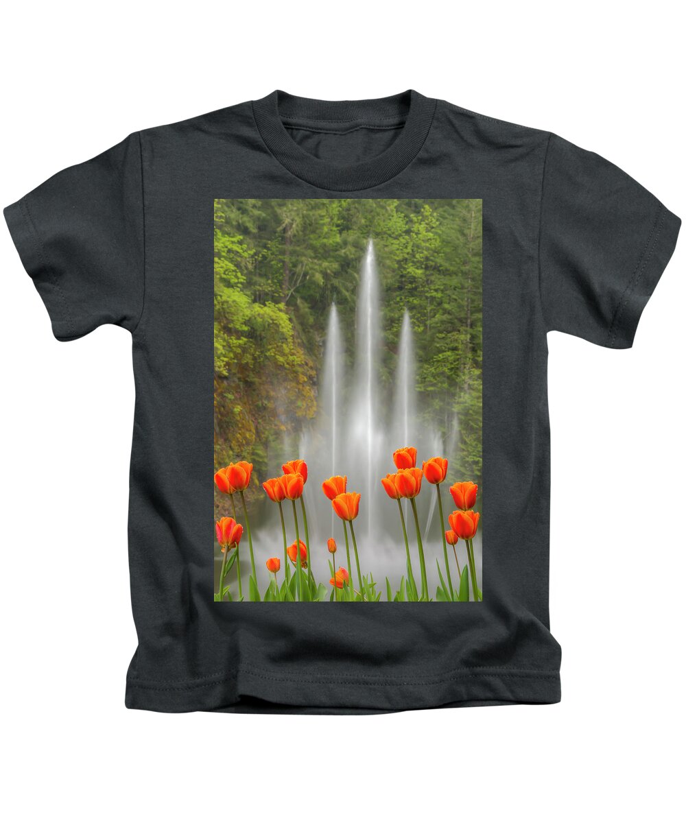 Butchart Kids T-Shirt featuring the photograph Flower Fountain by Kristina Rinell