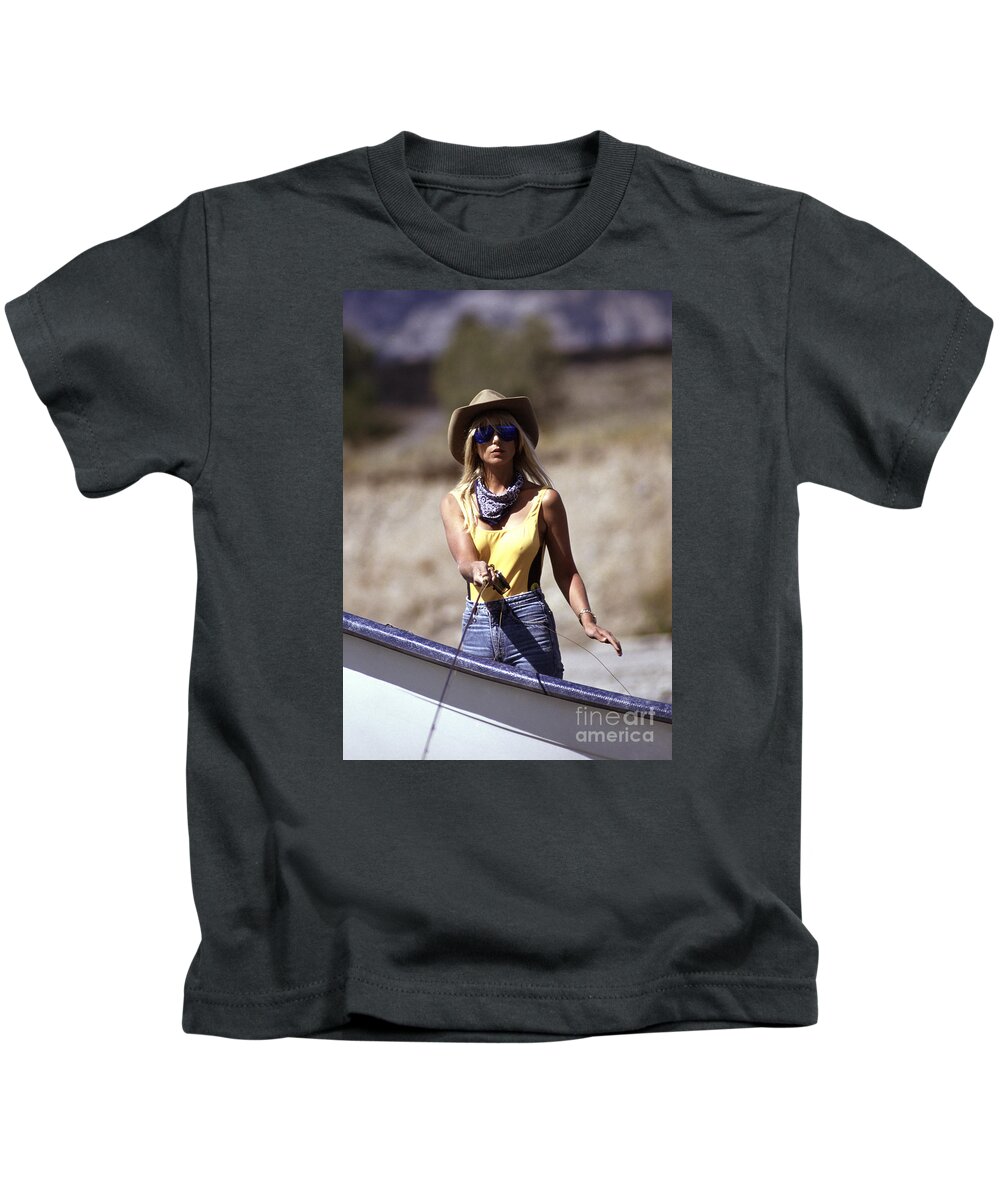 Fly-fishing Actress Heather Thomas Kids T-Shirt by Daryl L Hunter - Pixels