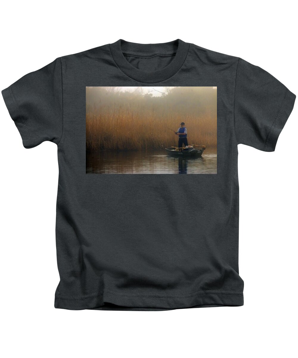 Fog Kids T-Shirt featuring the photograph Foggy Fishing by Travis Rogers