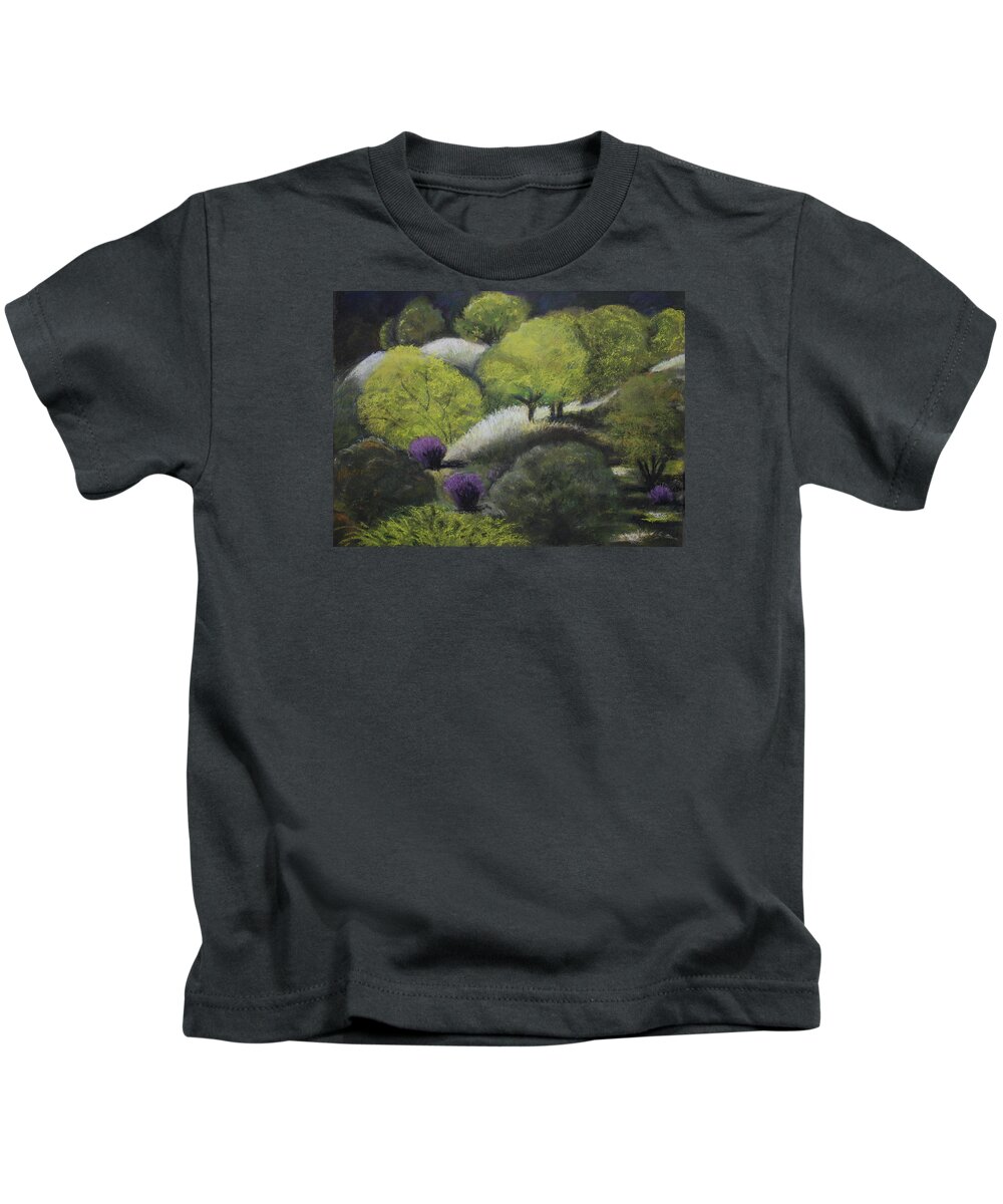 Spring Kids T-Shirt featuring the pastel Foothill Spring by Sandra Lee Scott