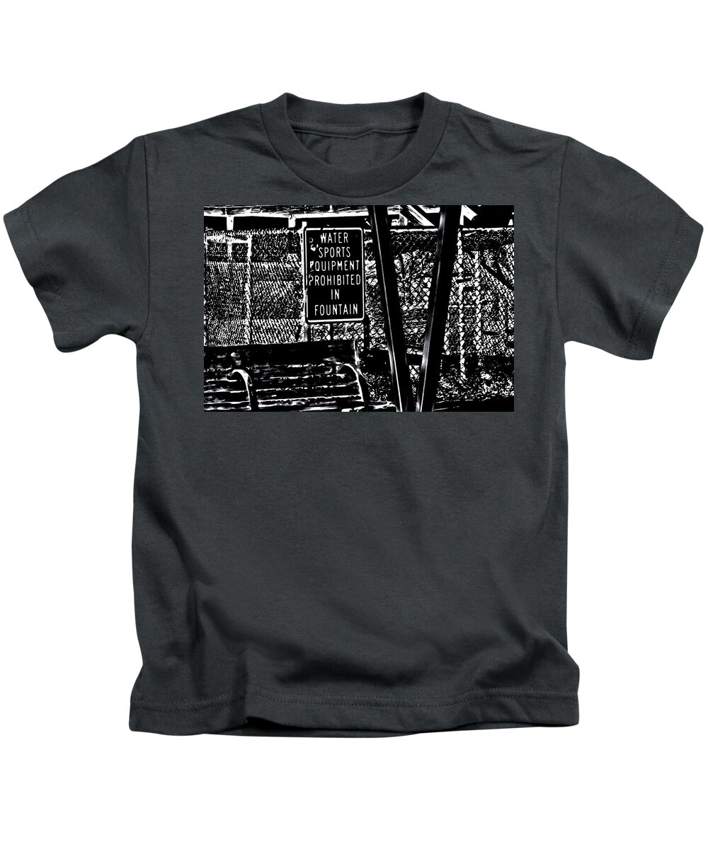 Sign Kids T-Shirt featuring the photograph Fountain Prohibition by Gina O'Brien