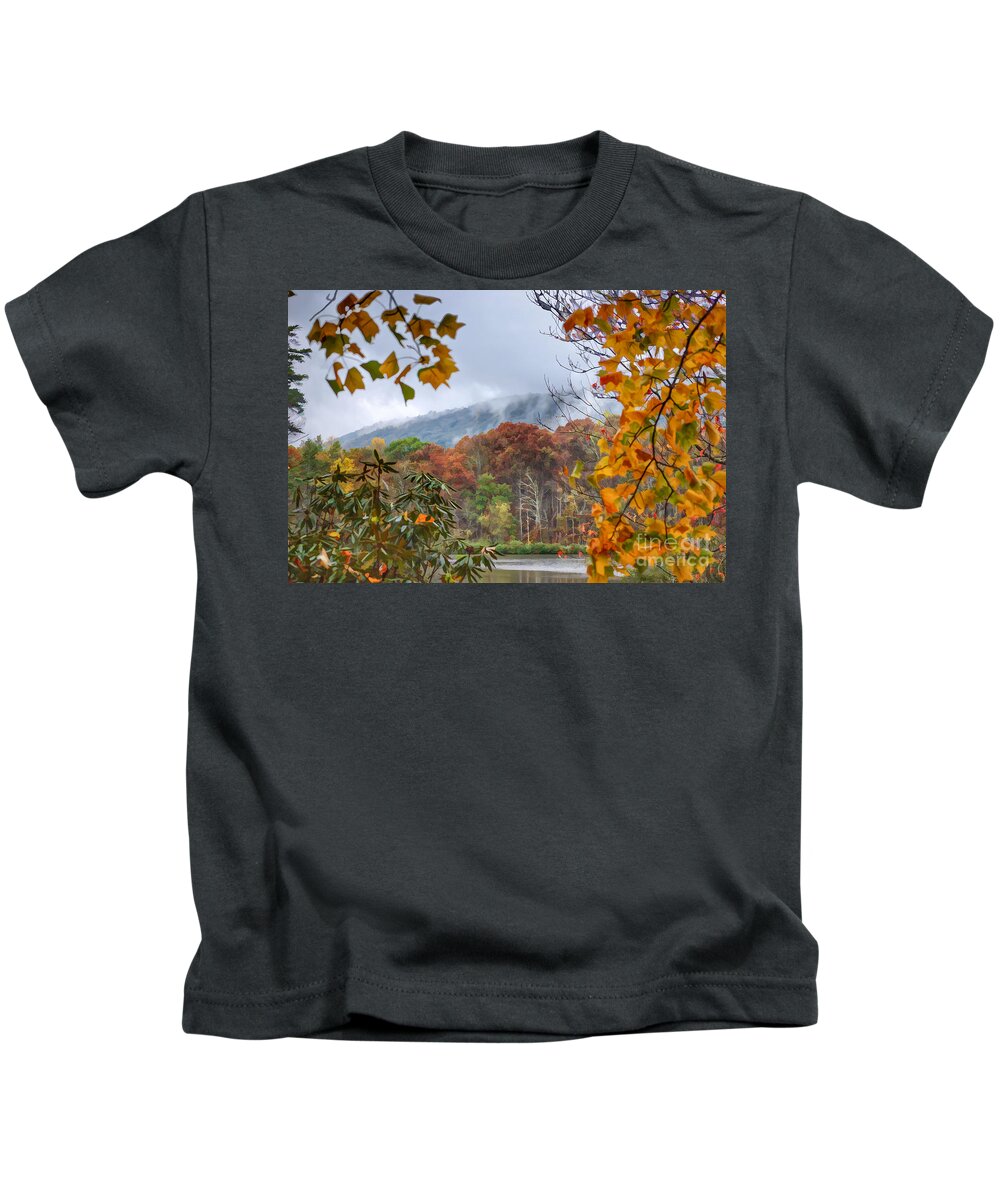 Autumn Kids T-Shirt featuring the photograph Framed by Fall by Kerri Farley