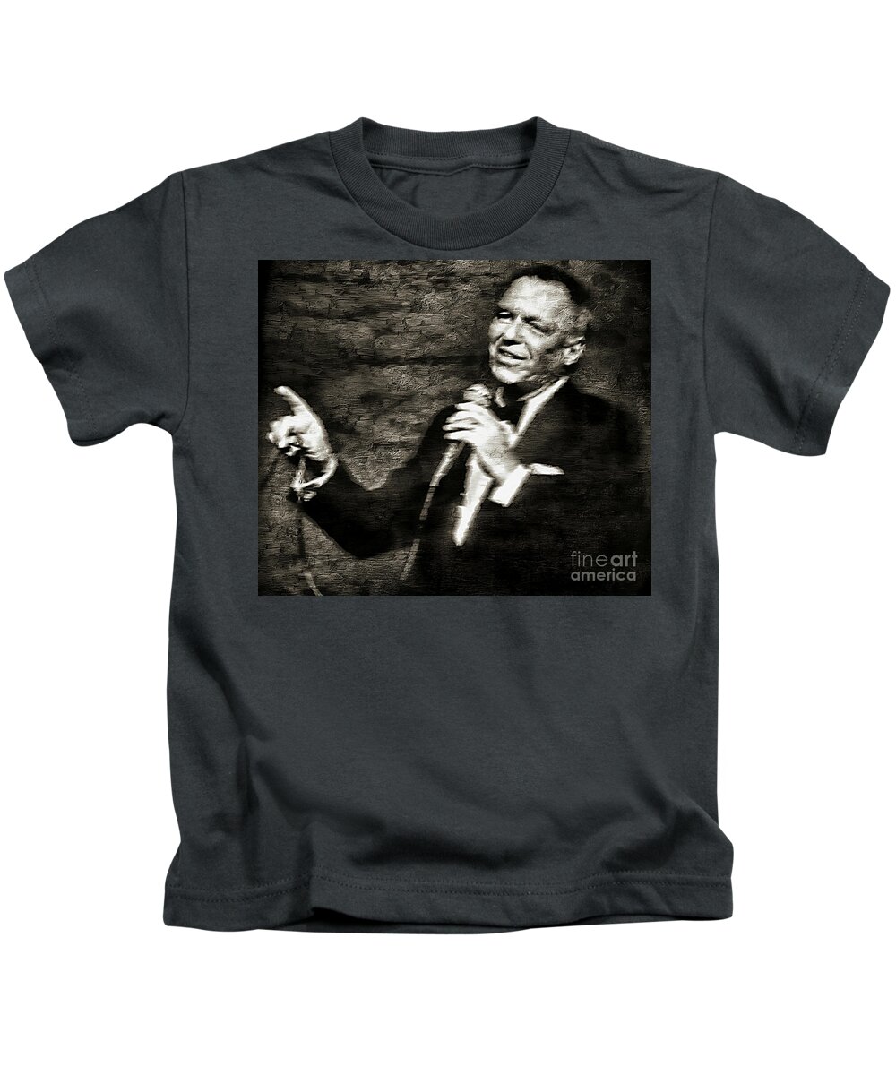 Frank Sinatra Kids T-Shirt featuring the painting Frank Sinatra - by Ian Gledhill