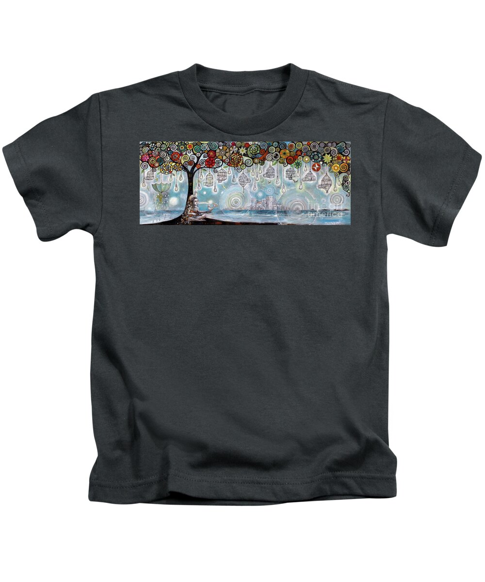Freedom Kids T-Shirt featuring the painting Free Spirits by Manami Lingerfelt