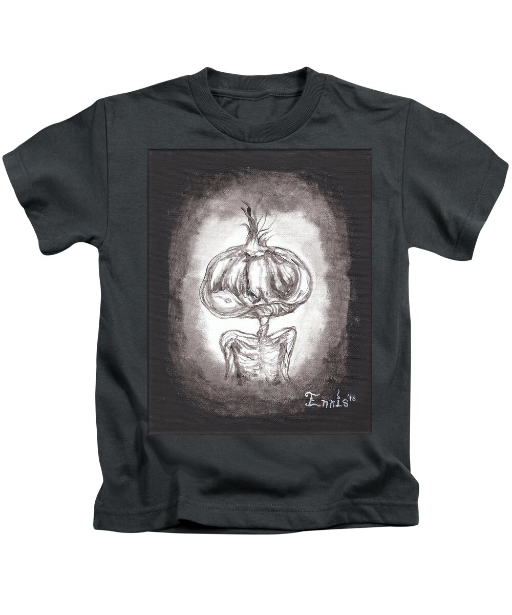 Ennis Kids T-Shirt featuring the painting Garlic Boy by Christophe Ennis