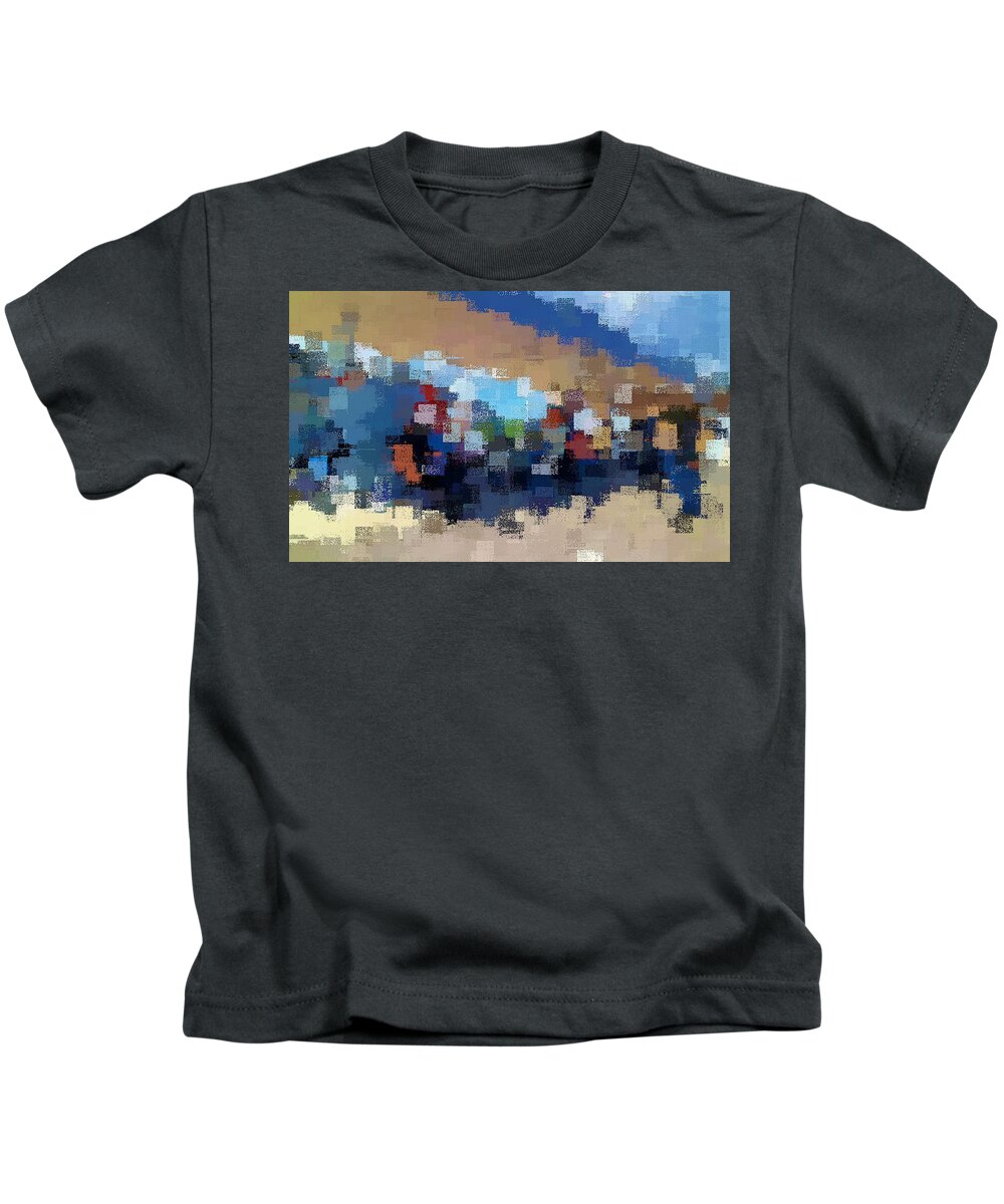 Blue Kids T-Shirt featuring the digital art The Overpass by David Manlove