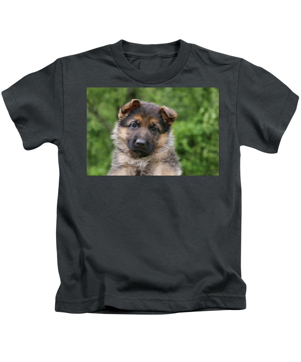 Black & Tan Puppy Kids T-Shirt featuring the photograph German Shepherd Puppy III by Sandy Keeton