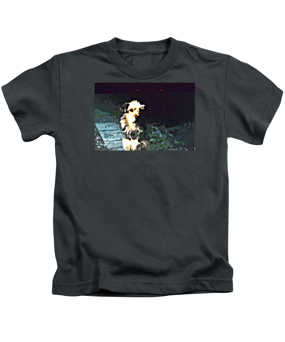 Dog Kids T-Shirt featuring the digital art Ghost Dog by Susan Esbensen