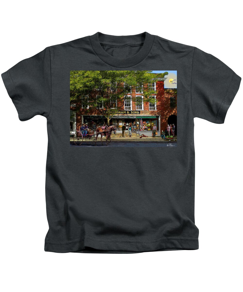 Gillinghams Kids T-Shirt featuring the digital art Gillinghams in Spring by Nancy Griswold