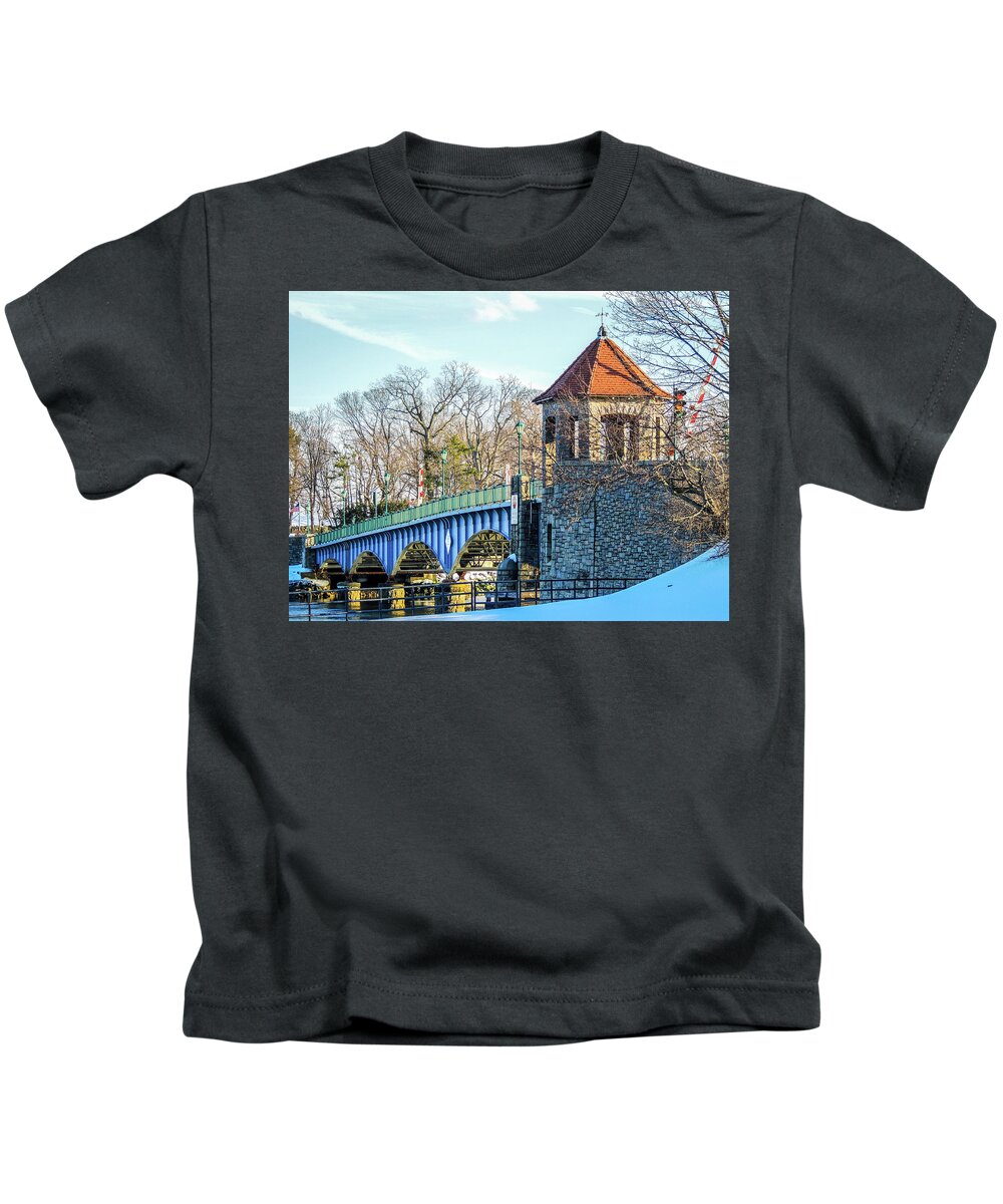 Landscapes Kids T-Shirt featuring the photograph Glenn Island Drawbridge by Glenn Feron