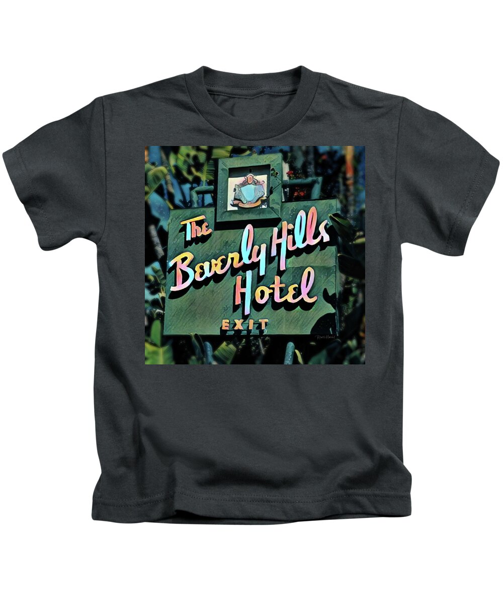 Hotel Kids T-Shirt featuring the digital art Glitzy Beverly Hills Hotel by Russ Harris