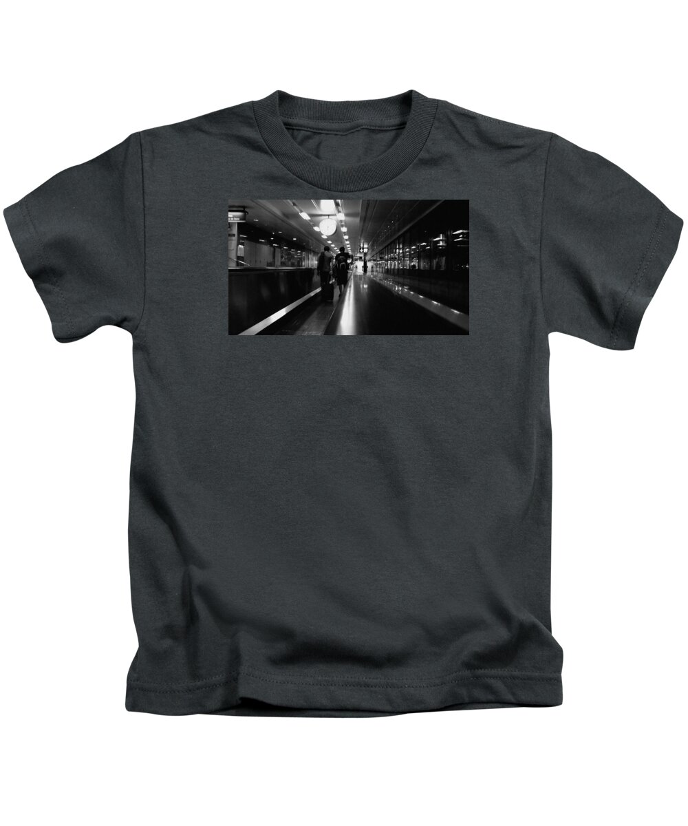 Black And White Kids T-Shirt featuring the photograph Going away by Pedro Fernandez