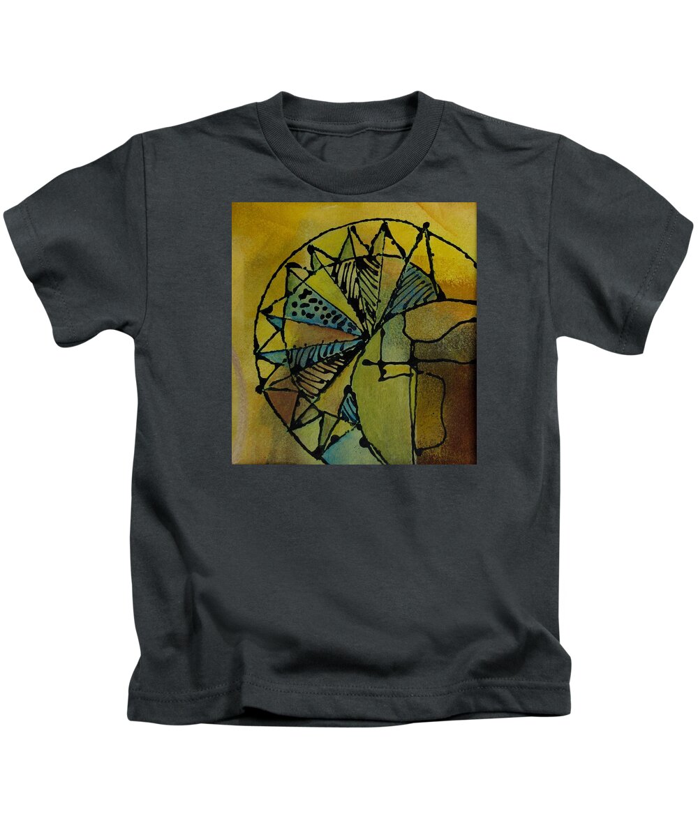 Abstract Kids T-Shirt featuring the painting Going in Circles by Louise Adams