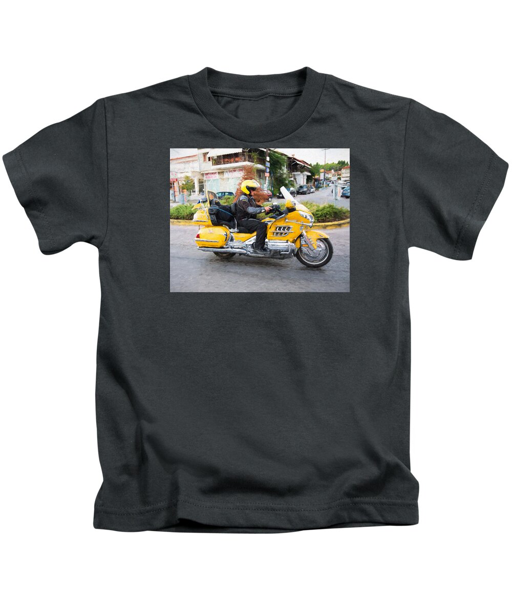 Bike Kids T-Shirt featuring the photograph Gold Wing Motorbike by Roy Pedersen