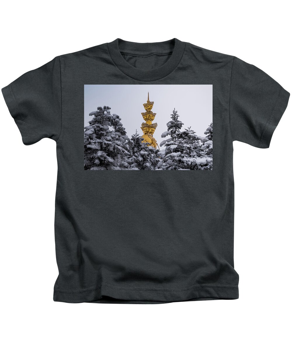 Buddha Kids T-Shirt featuring the photograph Golden Buddha on Mount Emei by William Dickman