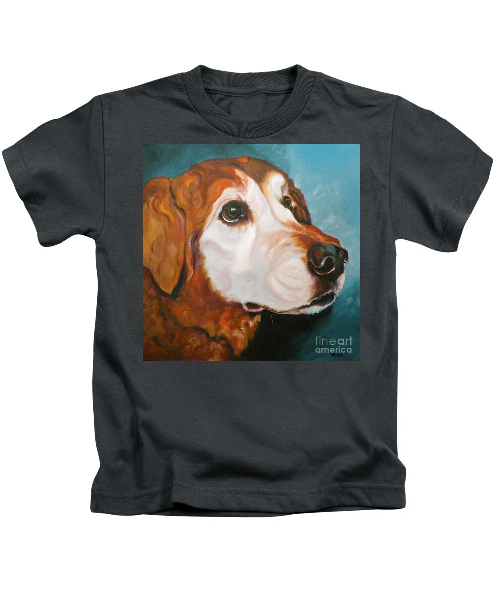 Dogs Kids T-Shirt featuring the painting Golden Grandpa by Susan A Becker