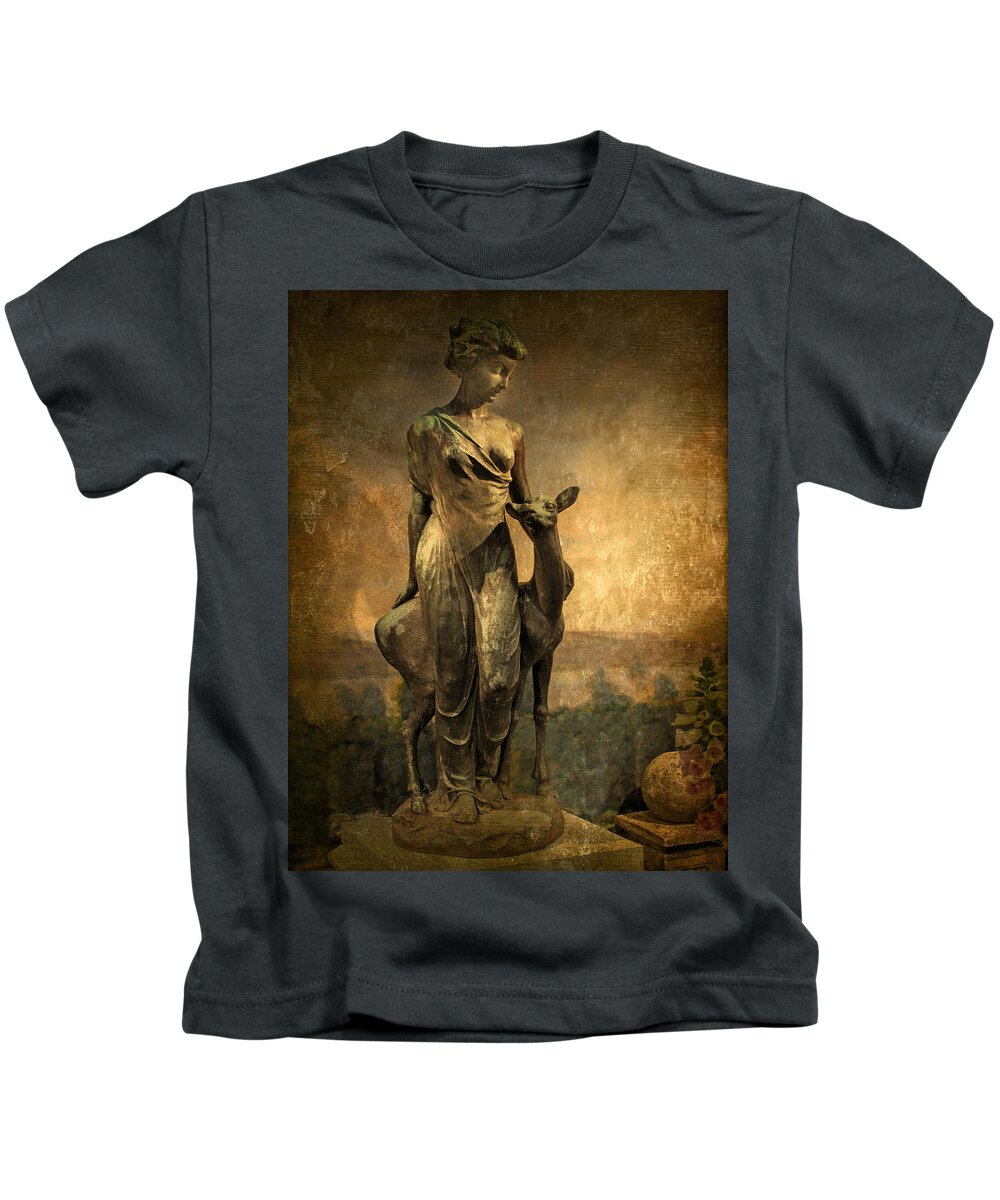 Statue Kids T-Shirt featuring the photograph Golden Lady by Jessica Jenney
