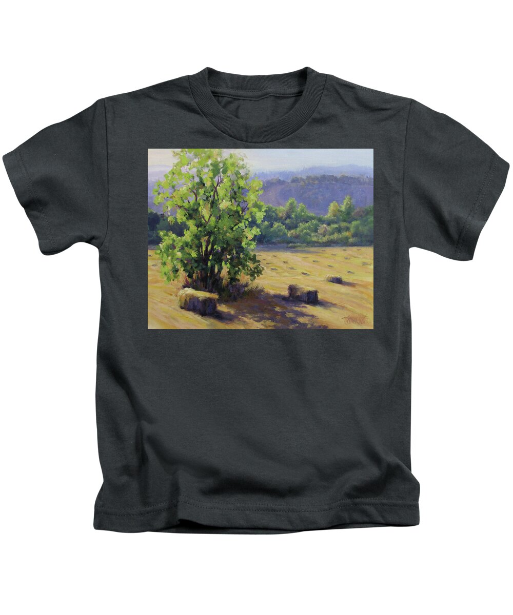 Rural Kids T-Shirt featuring the painting Good Day's Work by Karen Ilari