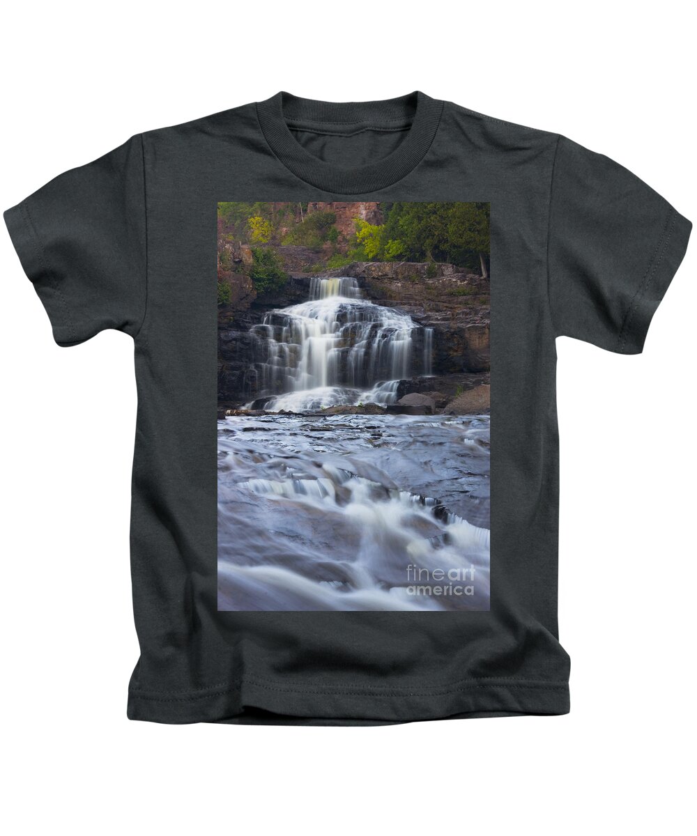 Gooseberry Falls Kids T-Shirt featuring the photograph Gooseberry Falls North Shore Minnesota by Wayne Moran