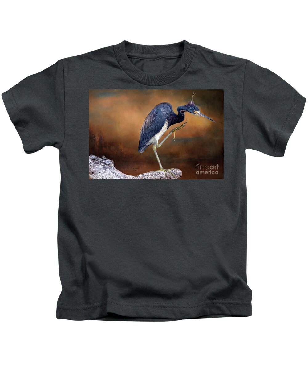 Birds Kids T-Shirt featuring the photograph Gotta Scratch That Itch by DB Hayes