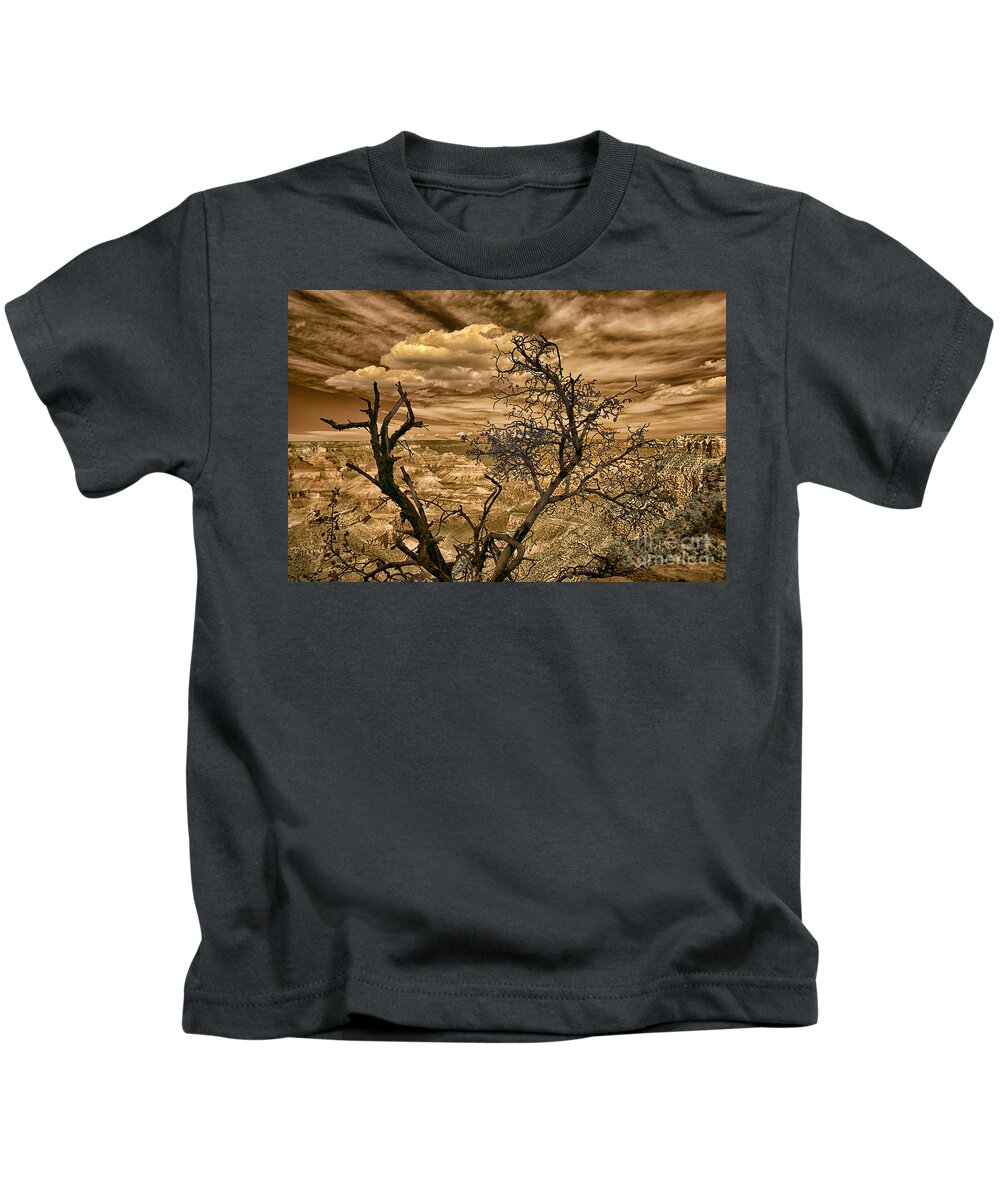 Travel Photography Kids T-Shirt featuring the photograph Grand Canyon Drama in Infrared by Norman Gabitzsch