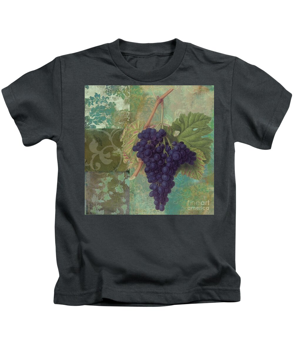Wine Grapes Kids T-Shirt featuring the painting Grapes Margaux by Mindy Sommers