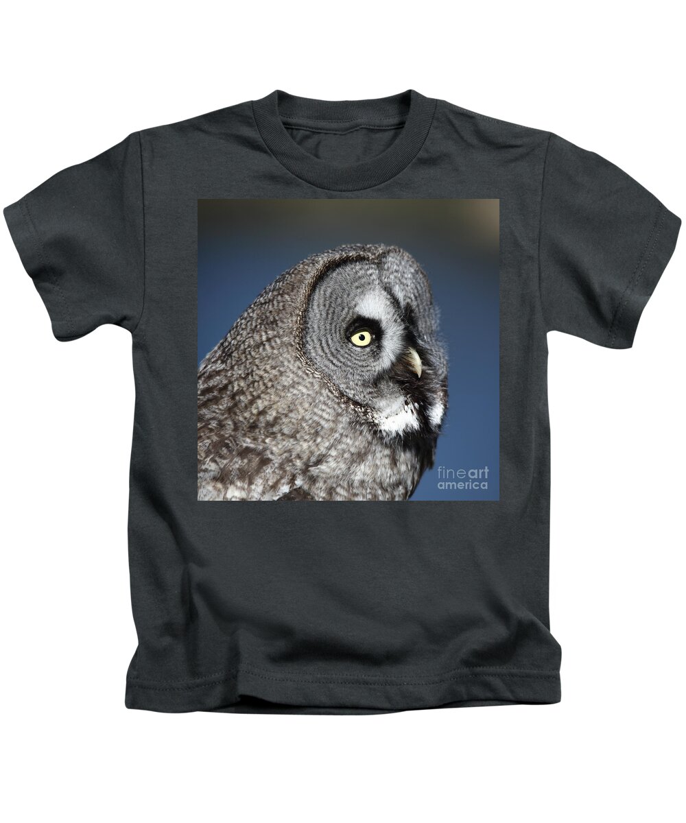 Great Grey Owl Kids T-Shirt featuring the photograph Great Grey Owl by Maria Gaellman