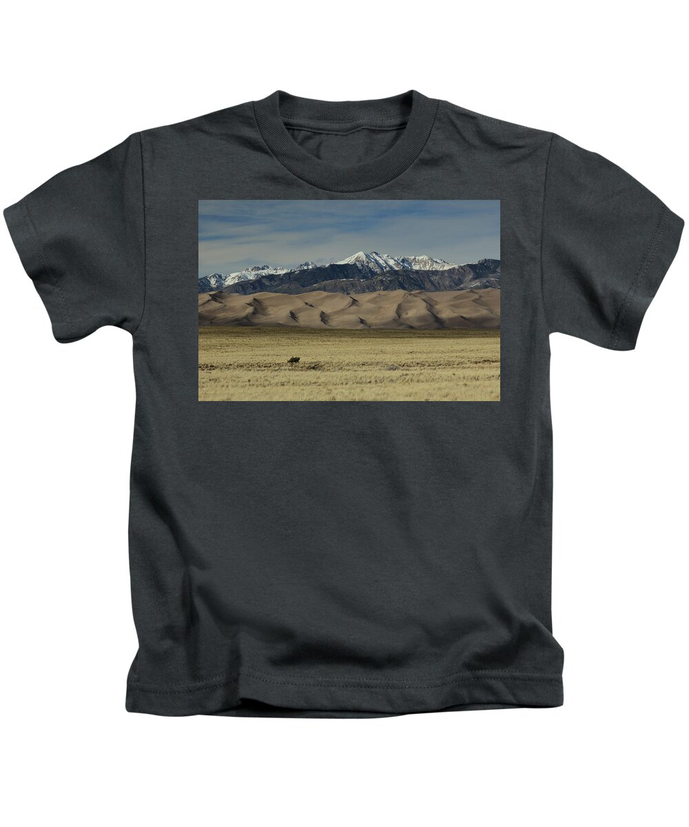 Great Sand Dunes Kids T-Shirt featuring the photograph Great Sand Dunes and a Tree by David Diaz