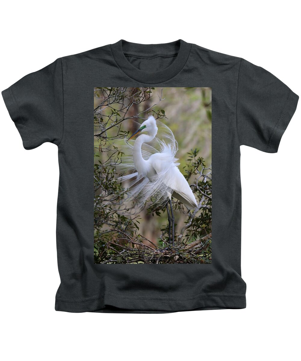 Great White Egret Kids T-Shirt featuring the photograph Great White Egret IV by Carol Montoya