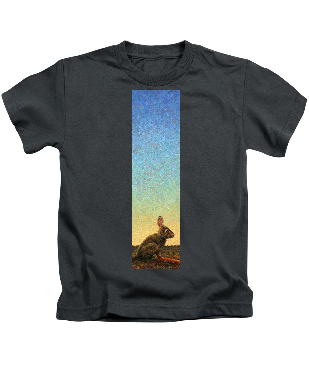 Rabbit Kids T-Shirt featuring the painting Guard by James W Johnson