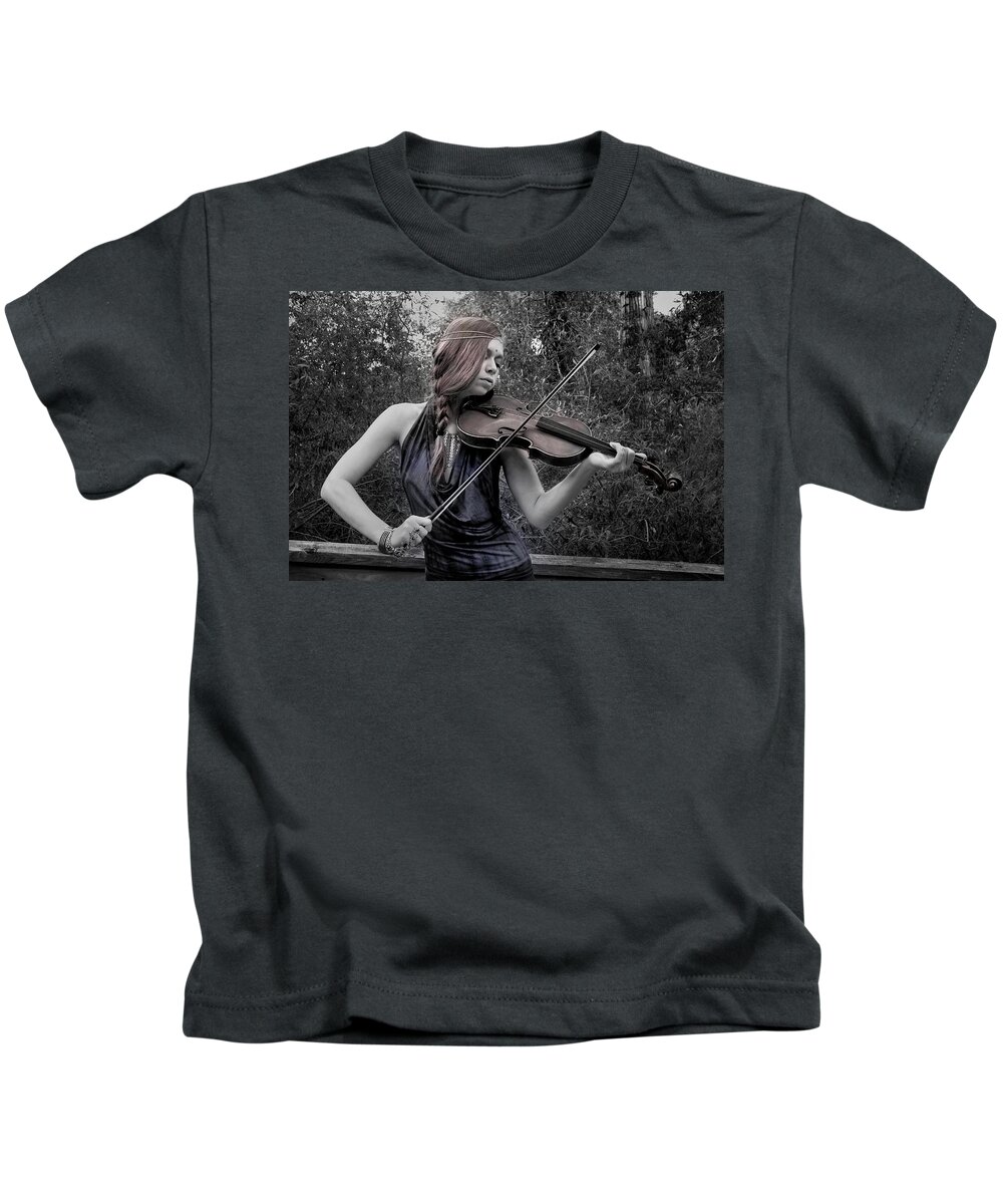 Photograph Kids T-Shirt featuring the photograph Gypsy Player II by Ron Cline