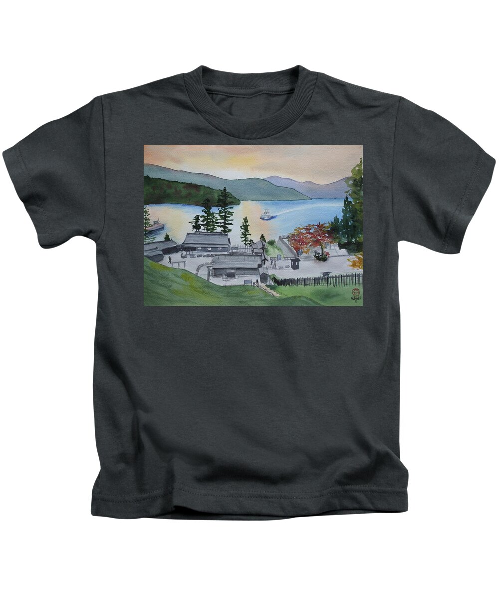 Hakone Kids T-Shirt featuring the painting Hakone Checkpoint by Kelly Miyuki Kimura