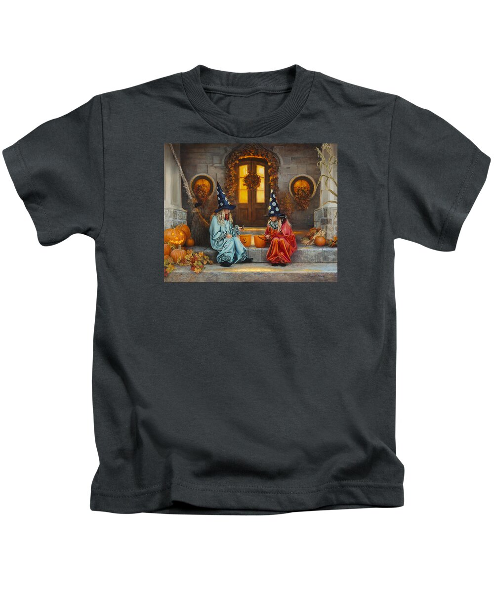 Halloween Kids T-Shirt featuring the painting Halloween Sweetness by Greg Olsen